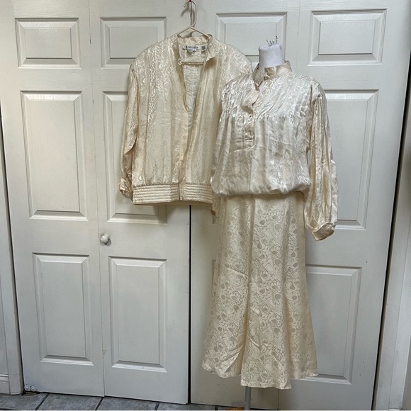 Vintage Stanley Nelson Pure Silk 3 Piece Skirt Suit Size Large - Picture 14 of 16